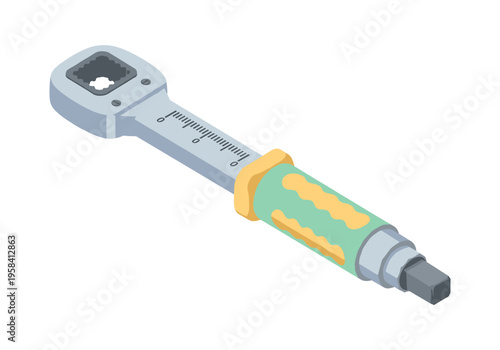 Adjustable torque wrench with measurement scale and ergonomic handle