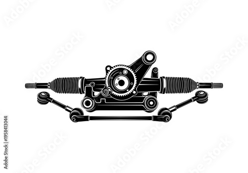 Automotive steering rack and pinion assembly with tie rods and ball joints