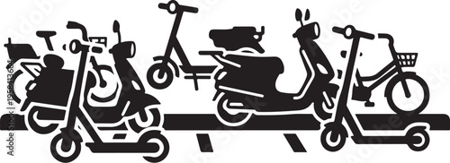 Set of 4 transportation icons vector, black and white