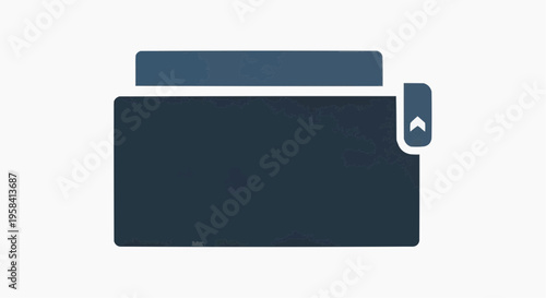 Minimalist dark blue folder icon with a small upward arrow tab, representing file organization, upload, or new document creation in a clean vector style for web and app design.