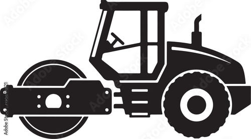 Black silhouette of a road roller vector
