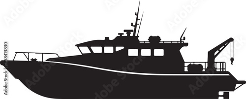 Vector silhouette of a fishing boat or tugboat