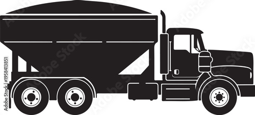 Vector silhouette of a large truck with trailer