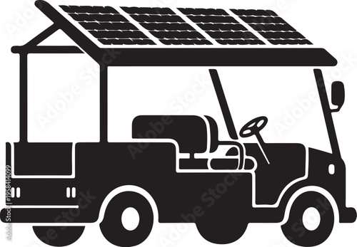 Vector solar powered golf cart icon