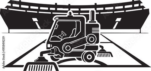 Vector street sweeper machine icon