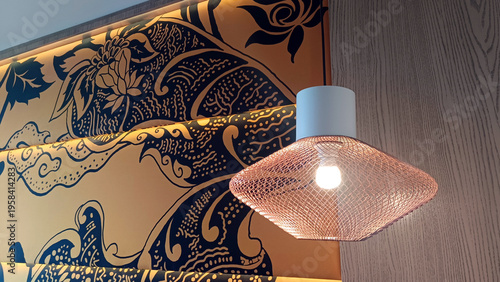 Aesthetic woven pendant lamp in the room