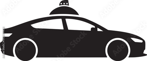 Vector taxi car icon, black silhouette