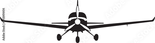 Black airplane vector illustration, front view