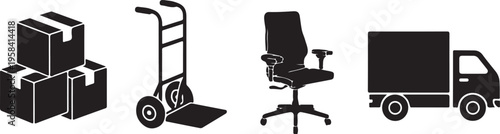 Minimalist black of office equipment and technology devices