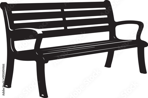 Vector black metal bench with armrests