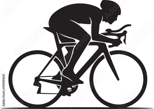 Vector silhouette of cyclist riding bicycle