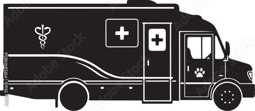 Vector illustration of black ambulance