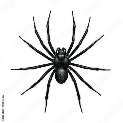 A black widow spider on transparent background