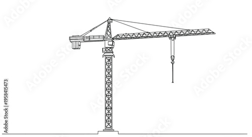 Construction crane line drawing for building projects