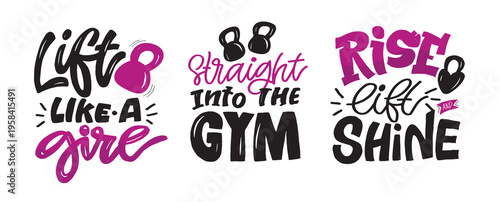 Lettering quote about Gym.100% hand drawn doodle vector file. Lettering for t-shirt design, mug print, bag print, clothes fashion. 