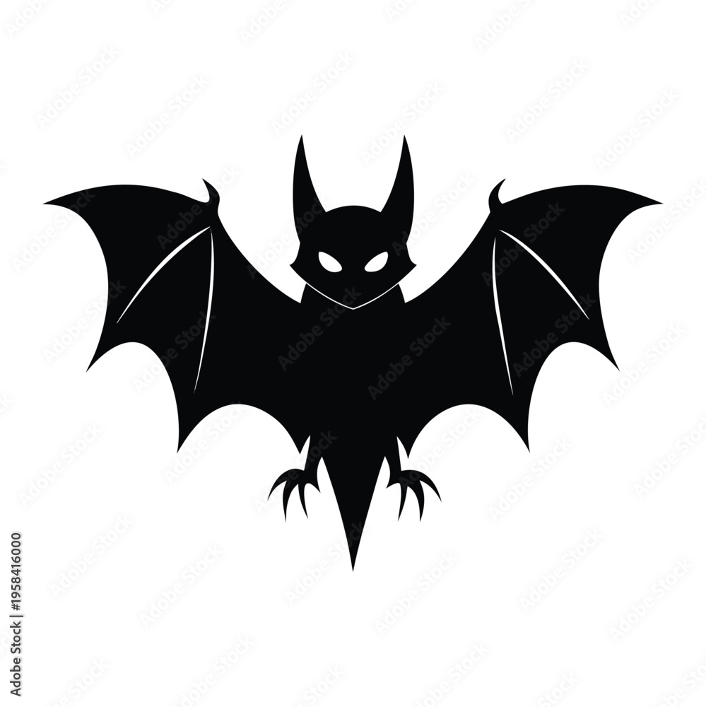 Fototapeta premium Halloween Bat Cartoon Vector Flying at Night with Pumpkin and Spooky Animals