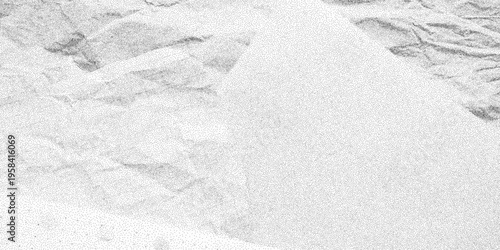 Dusty noisy fragments of crumpled grid paper. Gritty dotted halftone texture with notebook page, vintage.