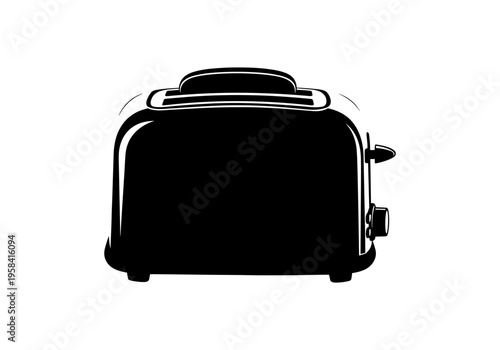 Classic black toaster with chrome accents on a white background