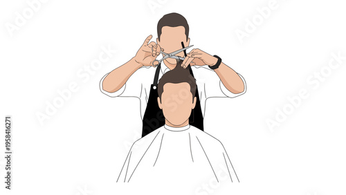 Precise Cuts: A barber masterfully trims hair with precision, expertise and care. a modern grooming scene