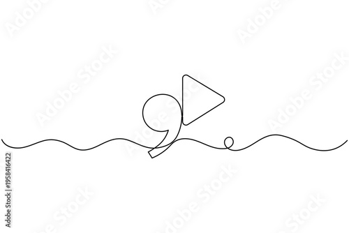 Quote Mark Play Button Icon Continuous One Line Drawing Video Testimonial Media Symbol Minimalist Outline