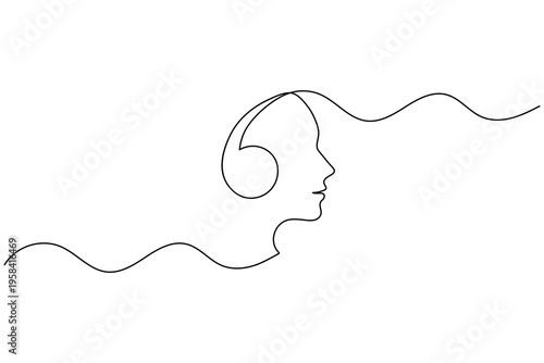 Human Head Profile Quote Marks Icon Continuous One Line Drawing Mindset Communication Concept Illustration