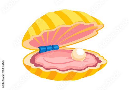 Open seashell revealing a single lustrous pearl on pink oyster flesh