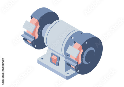 Bench grinder with two wheels for sharpening and grinding metal objects