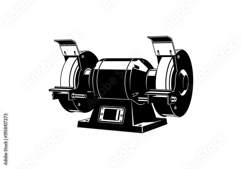 Heavy duty bench grinder with two grinding wheels and protective guards