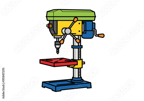 Colorful cartoon drill press machine for workshop and DIY projects