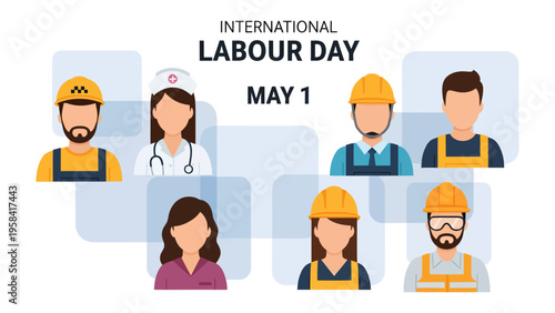 Labor Day Celebration: A group of construction workers, united in solidarity, hold up a banner proudly proclaiming Labor Day, honoring the hard work and dedication of the workforce.