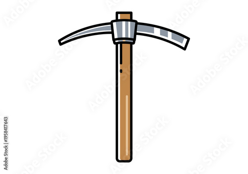 Simple illustration of a pickaxe with a wooden handle and metal head
