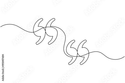 Double Quotation Marks Icon Continuous One Line Drawing Creative Writing Dialogue Symbol Minimalist Outline Illustration