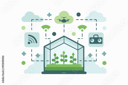 Smart greenhouse technology with drone monitoring and wireless data connections