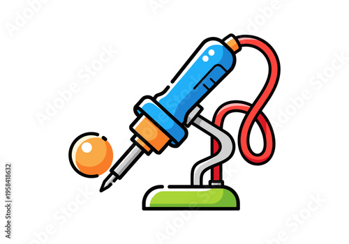 Stylized illustration of a soldering iron with a ball of solder
