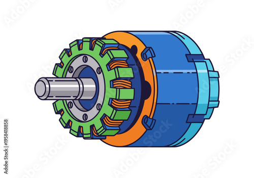 Cutaway illustration of an electric motor showing internal components and shaft