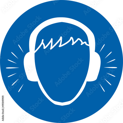 vector illustration of a sign using earplug personal protective equipment