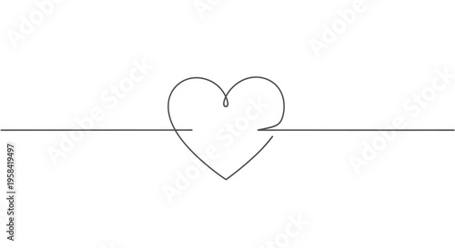 Heart line art love symbol continuous line with single line