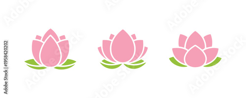 Lotus blossom icon set and their symbols

