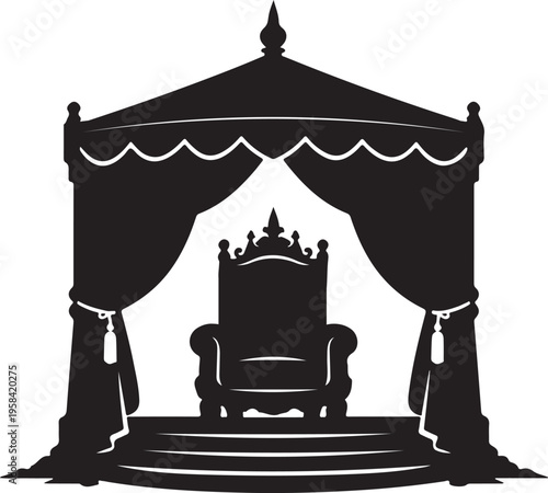 Fotografi Royal Throne Under Canopy on Stage white background