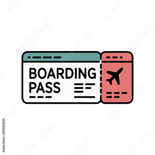 A digital illustration of a boarding pass on a white background