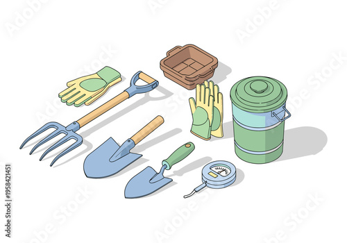 Gardening tools and supplies arranged for a productive day in the garden