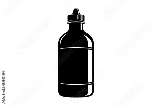 Black silhouette of a squeeze bottle with a cap and blank label area