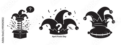 April fools' day silhouette jester hats prankster's delight