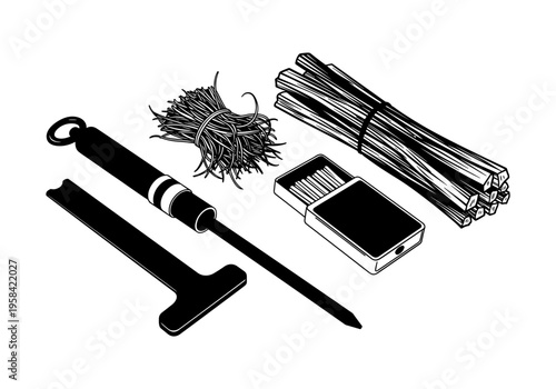 Survival fire starting kit with tinder, matches, and ferro rod