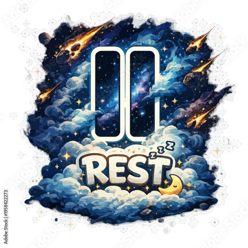 Abstract Pause Symbol Using Space and Form Rest Sticker Design | Minimalist Graphic Representing Mindful Break and Calm | Negative Space Concept Illustrating Stillness | Visual Symbol of Relaxation 