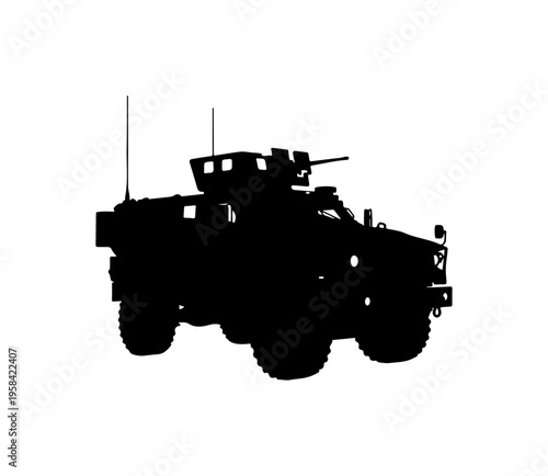 Military Armored Wheeled Vehicle Silhouette Illustration