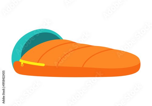 Bright orange sleeping bag with teal opening and yellow zipper for outdoor adventures