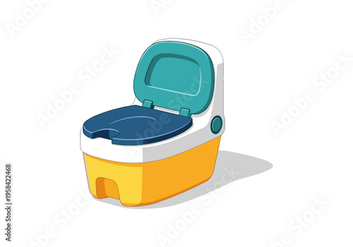 Cartoon potty training toilet for toddlers with blue seat and lid