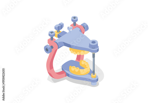 Dental articulator holding upper and lower jaw models for prosthodontic work