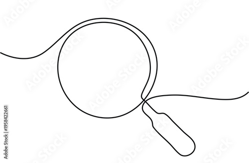 Minimalist Continuous Line Illustration of Magnifying Glass Symbolizing Focus Search and Investigation